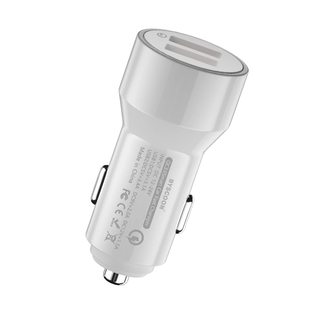 usb charger Byscoon 40W Car Charger Cell Phone Tablet QC 3.0 QC3.0 Fast Charge Mini Car-Charger Dual USB Phone Chargers Adapter For Samsung usb charger 12v Chargers