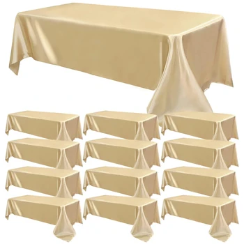 Grande Nappe en Satin Solide, Lisse et Brillante, Couverture de Table pour Mariage, Noël, Banquet, ixdes Travailleurs, Décoration de Maison 1