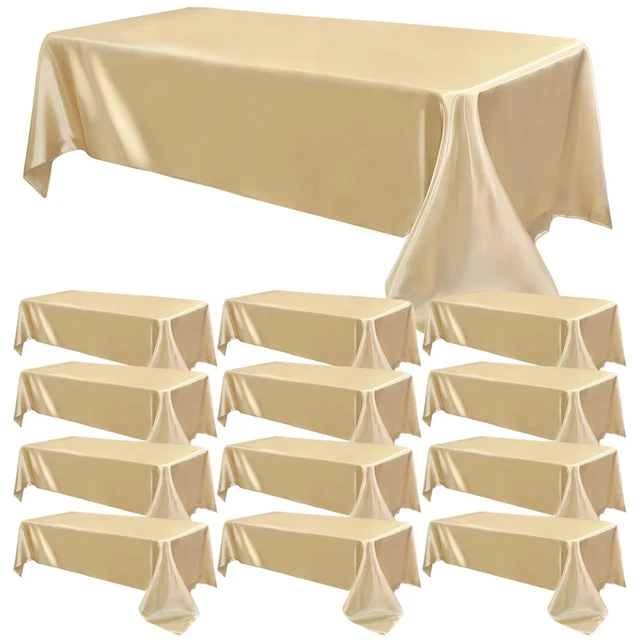 Grande Nappe en Satin Solide, Lisse et Brillante, Couverture de Table pour Mariage, Noël, Banquet, ixdes Travailleurs, Décoration de Maison 1