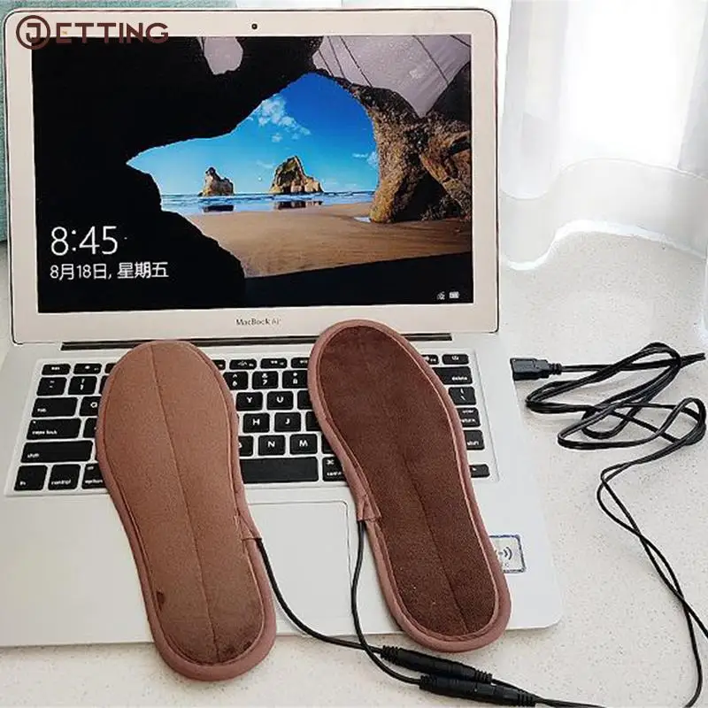 

35-46code Heated Insoles Winter Shoe Inserts USB Charged Electric Insoles Shoes Boot Keep Warm With Fur Foot Pads Shoes Insole