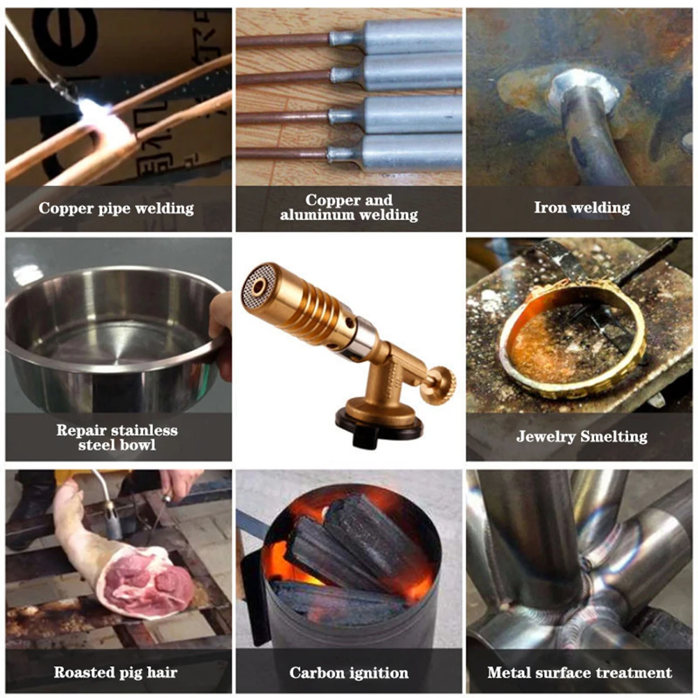 Portable Welding Torch Gas Burner Flame Gun High Temperature Brass Copper Gas Torch Brazing Solder Propane Welding Plumbing gas torch welding torch gas burner