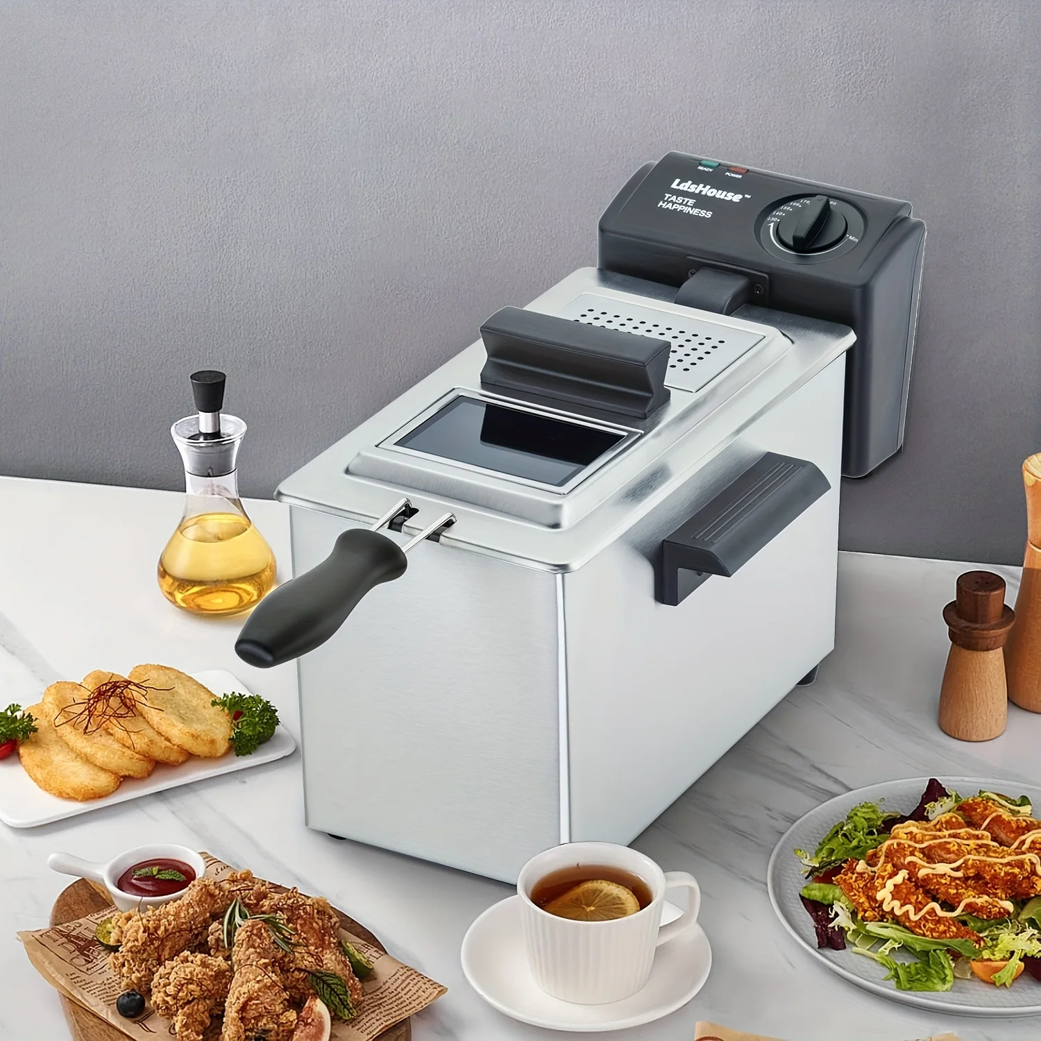 chip fryer Electric Deep Fryer, 치즈핫도그 Basket & Removable Lid 식품건조기 with View Window and Oil Containe진심 갈비탕