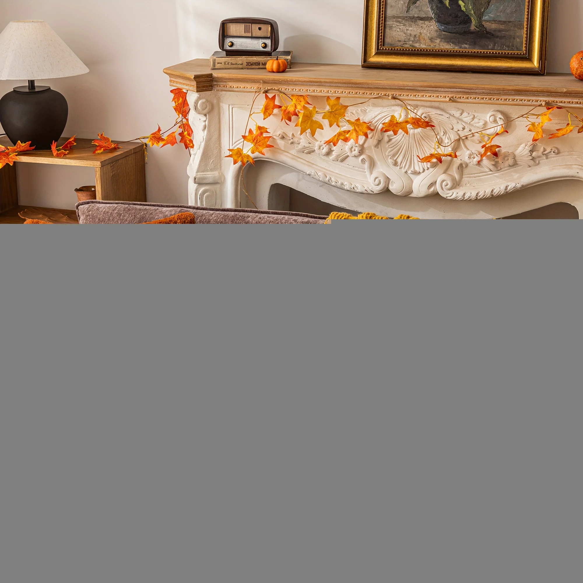 Autumn Pumpkin Embroidered Throw Pillow Covers, 18x18 Inch Plush Micro Minky Fabric,Zippered,HalloweenDecor