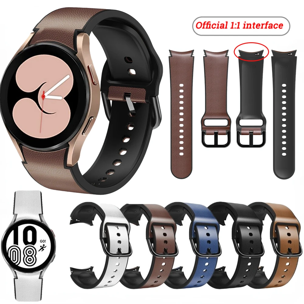 

No Gap Silicone Leather Strap for Samsung Galaxy Watch 5/4 44mm 40mm/5 Pro 45mm Sport Bracelet Samsung Watch 4 Classic 46mm 42mm