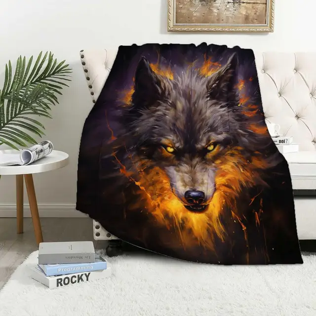 Firmiso Wolf Throw Blanket for Adults, Wolf Gifts for Men and Women, Wild Animal Home Decor for Bed and Living Room, Soft Fleece