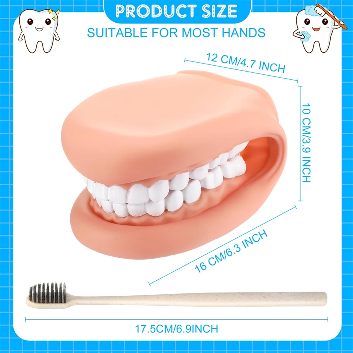 1Pcs Mouth Puppet with Tongue Teeth Mouth Hand Puppet Dental Model with Toothbrush for Boy Girl Educational Tool