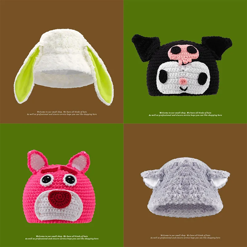 

Sanrio Kuromi Cinnamoroll Kawaii Thermal Cap Creative and Funny Shrek Cartoon Hat Suitable for Winter Both Men and Women