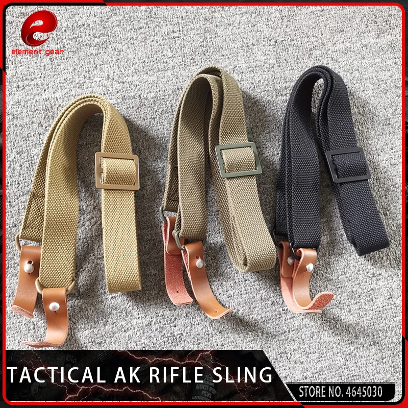 

Element Airsoft Tactical 134CM AK Rifle Sling Military Hunting Shooting Adjustable AK 47 Gun Lanyard Leather Strap Survival Belt