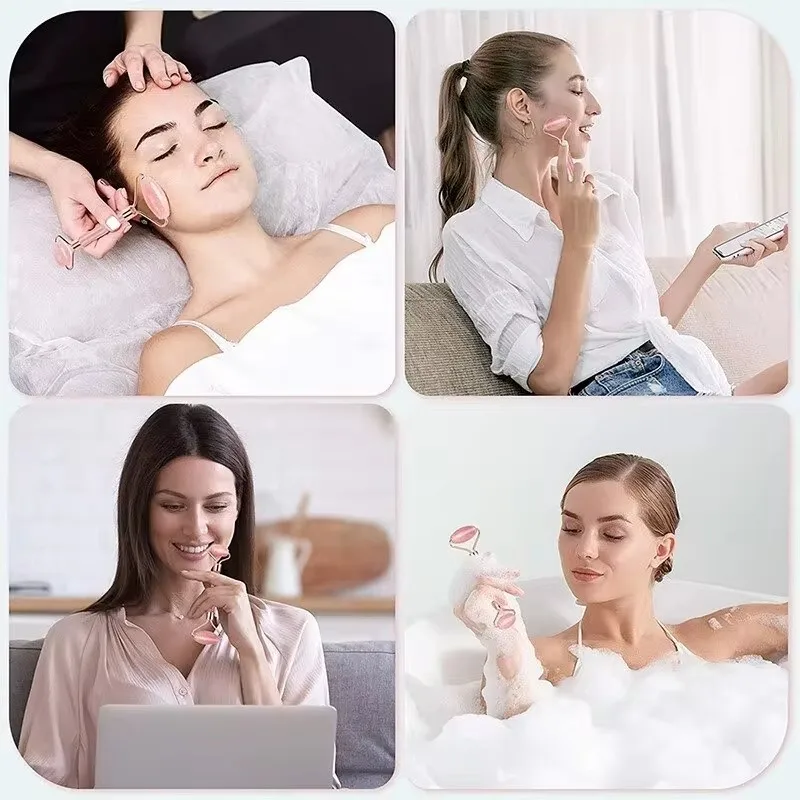 Gua Sha Set - Facial Massager & Roller Tool Kit, Double Sided Stone Scraping Board for Skin Care, Spa, Relaxation