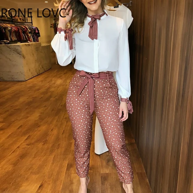 Conjunto de Blusa de manga larga y pantalones con estampado de