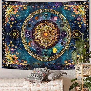 Tapisserie de Mandala cosmique, tissu de fond suspendu, tissu mural décoratif de chevet de chambre à coucher, tapisserie de dortoir de location 1