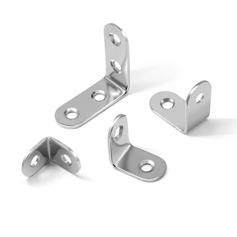 10pcs Stainless steel corner code cabinet cabinet triangle fixed laminate bracket 90 ° right Angle L-shaped thickened sheet