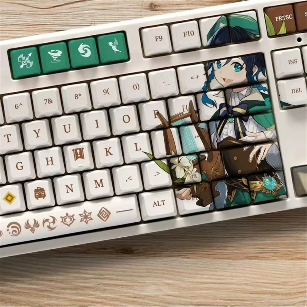 chaves genshin impacto tema keycaps pbt anime keycap teclado mecânico para cereja mx jogo teclado decoração presente