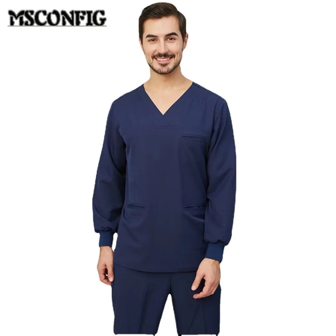 

Anesthesiologist Surgical Gown Short Sleeve Scrub men's V-neck Pharmacy Suit Dentist Hospital Doctor Nurse Work Clothes Unisex