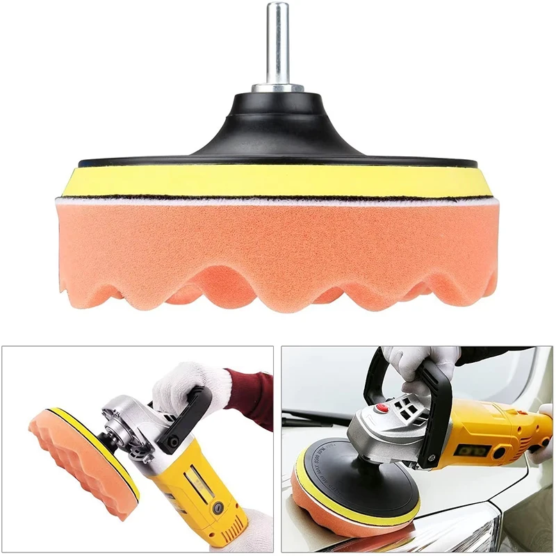 3/4/5/6/7 Inch Car Polishing Kit Wool Wheel Polishing Pad Self-Adhesive Waxing Sponge Drill Bit Adapter Car Cleaning Tools