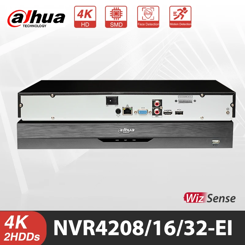 

Dahua NVR4208-EI NVR4216-EI NVR4232-EI 8CH 16CH 32CH Compact 1U Lite 4K H.265 Network Video Recorder WizSense NVR No PoE Ports