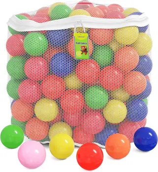 Ball Pit Balls for Kids, Plastic Refill Balls, 200 Pack, Phthalate and BPA Free, Includes a Reusable Storage Bag with Zipper, Br