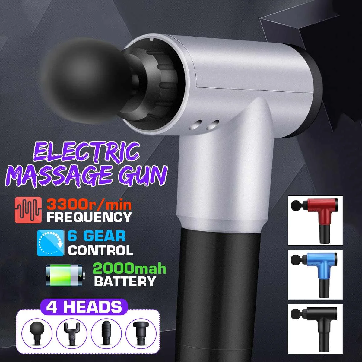 

24W Mini Muscle Massage Guns Sport Therapy Massager Wireless Body Relaxation Pain Relief Slimming Shaping Massager 4 Heads