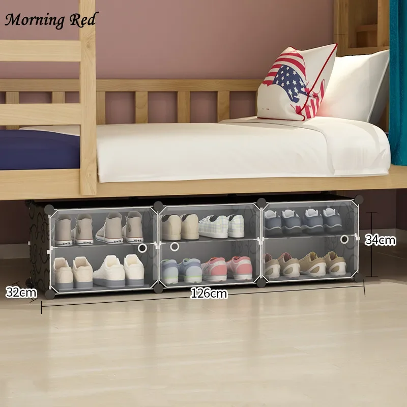 

Home Shoebox Steel Frame Bottom of Bed Shoe Cabinet Sneakers Boots Storage Box Student Dormitory Shoes Organizer Bin Dust Proof