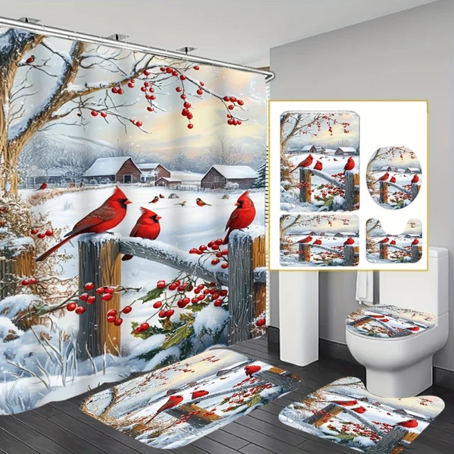 Christmas Red Robin Bathroom Set 2