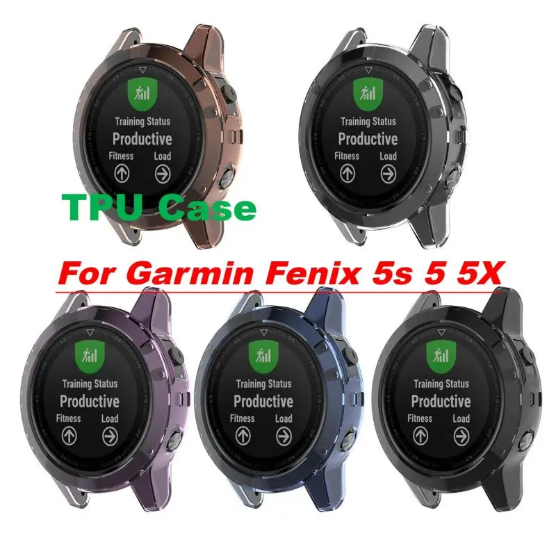 Custodia subtel TPU compatibile con Garmin Fenix 6X / 6X Pro / 6X Pro Solar - 51mm protezione, bumper per smartwatch bracciale fitness, Trasparente, assorbe urti, evita danni e costose riparazioni