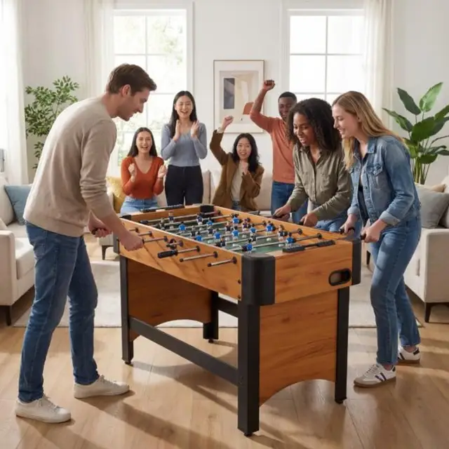 Foosball Table Competition Full Size Soccer Game Table with 22 Players-Natural