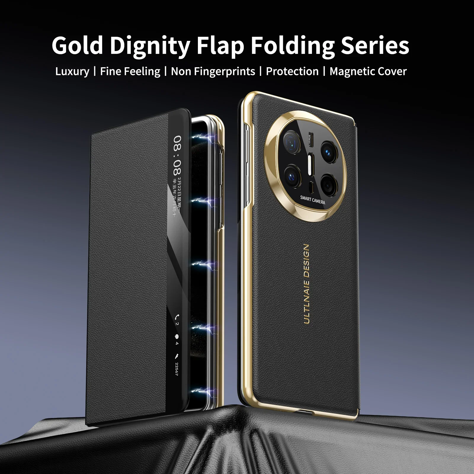 Luxury Electroplated Matte Magnetic Flip Leather Case with Intelligent Window - Full Protective Cover