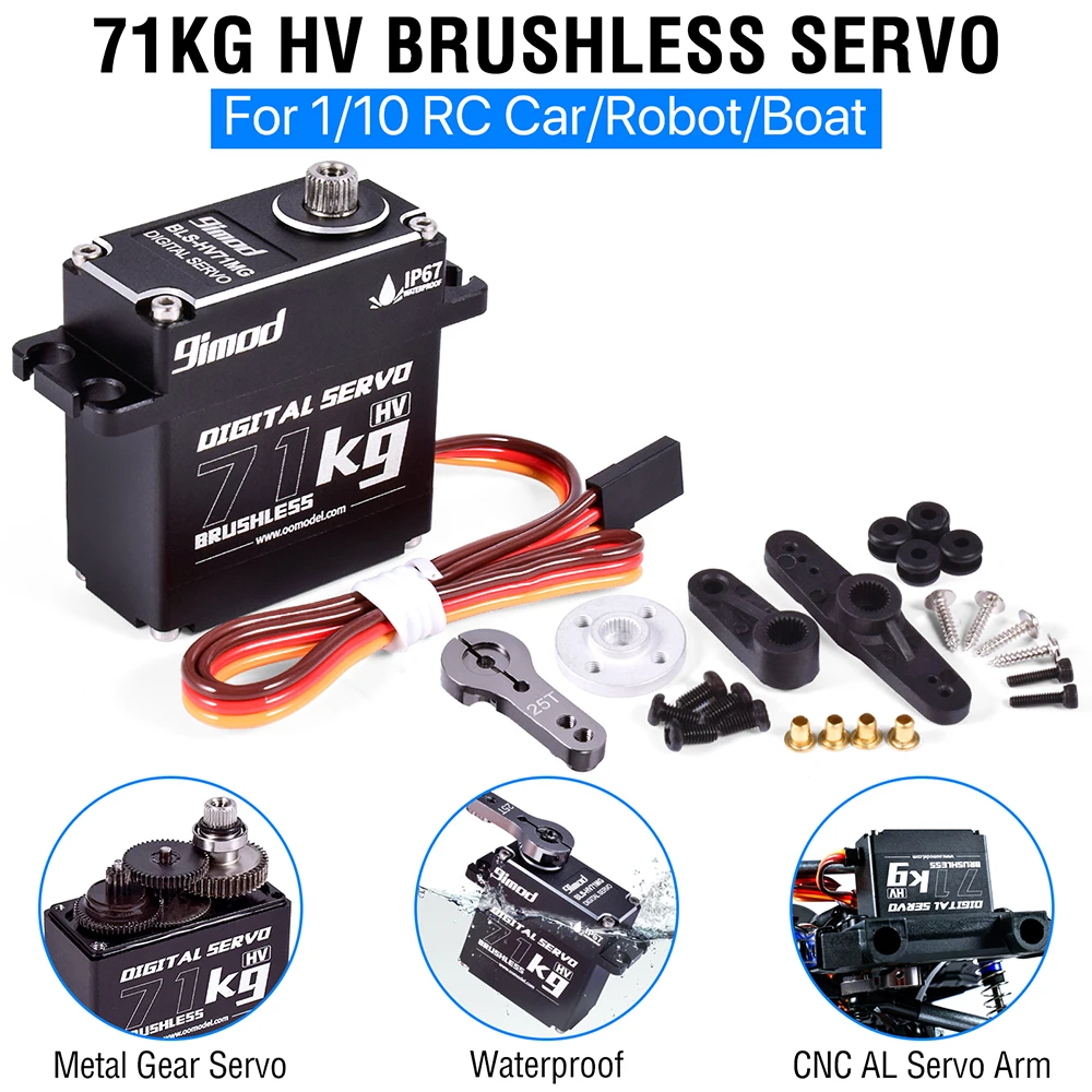 Servo RC Haute Performance 71kg IP67 – 9iMOD monté sur un châssis de robot