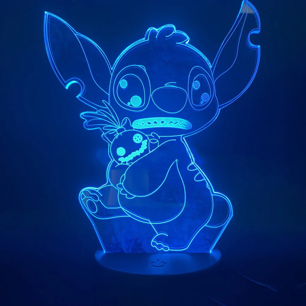 Disney Lilo & Stitch Figures 3D Desk Lamp USB LED Night Light