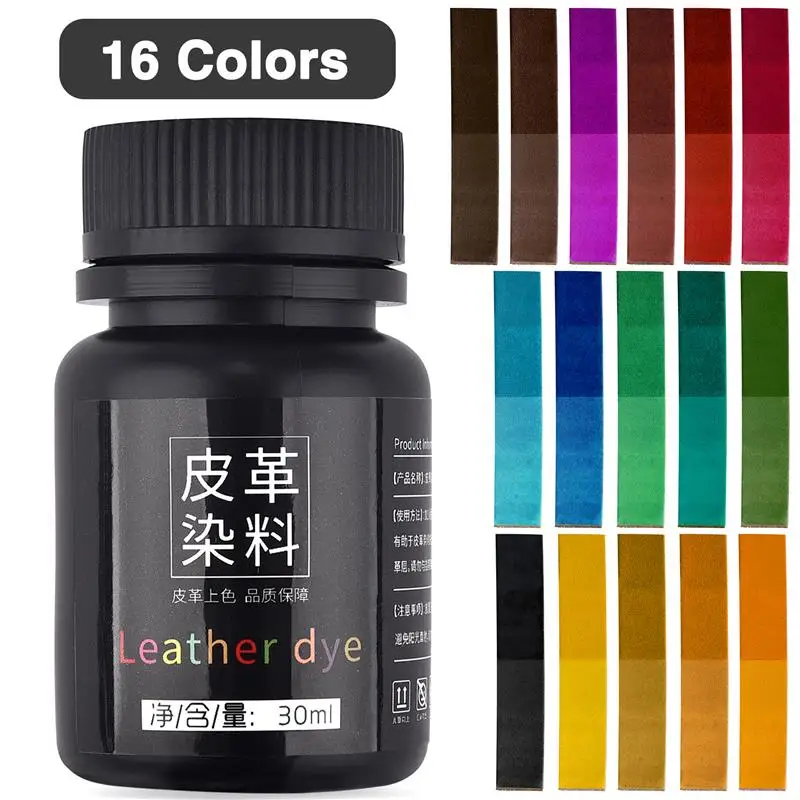 Leather Dye Complete Set 30ml 16 Color Diy Handmade Cow Vegetable Tanned Alcohol Water
