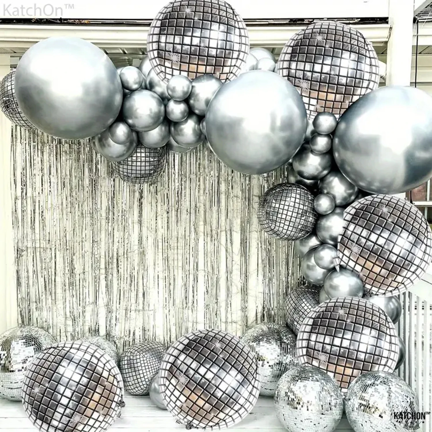 Set of 6 Metallic Disco Dance Party Balloons - 22 Inch Aluminum Film Decor