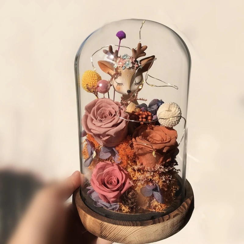 

Стеклянный купол 15*18,5 см, украшение для дома, сохраненный цветок, милый питомец, античная основа, прозрачная крышка, свадебный сувенир, «сделай сам», подарок другу
