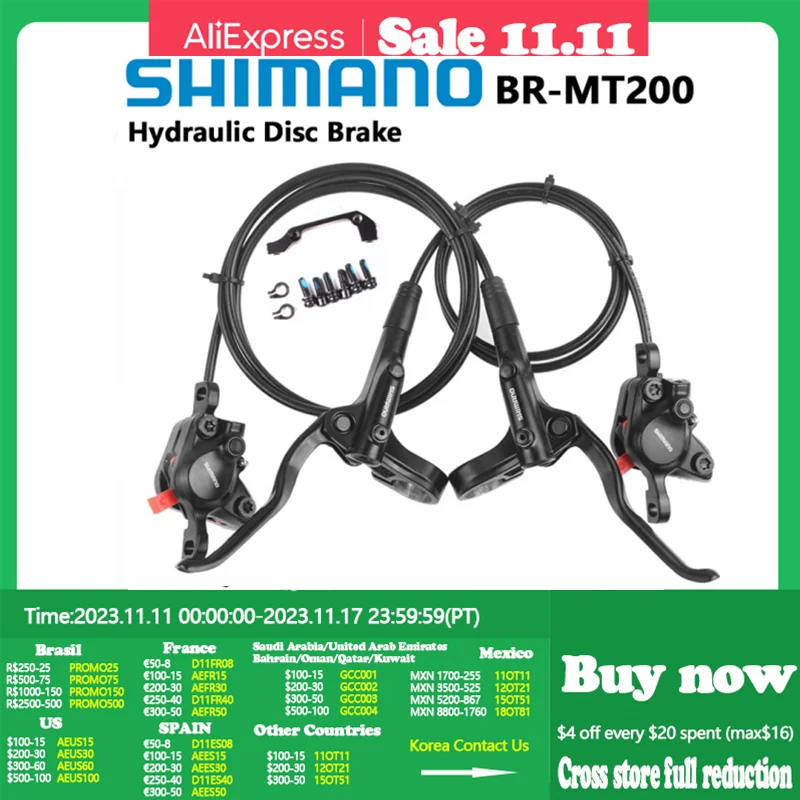 Shimano Jeu de freins à disque hydrauliques MT200 avant