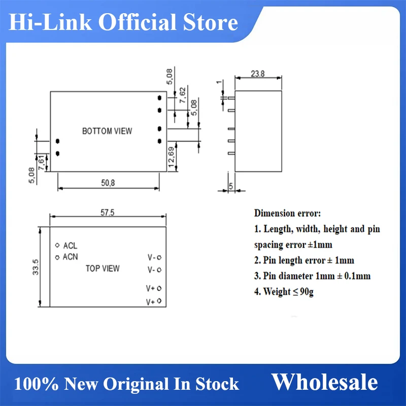 AC/DC HLK-50M12C/50M15C/50M24C 220V 5V/9V/12V/15V/18V/20V/24V 50W 스텝다운 미니 전원 공급 장치 모듈 컨버터 50M05C 50M09C