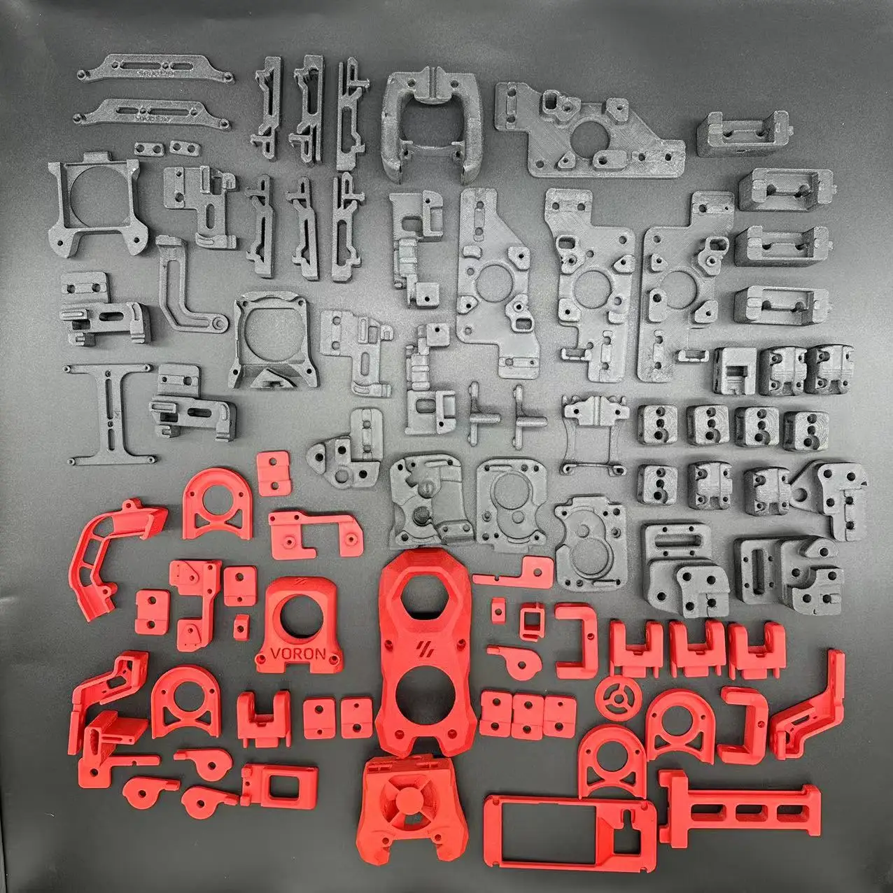 Voron V2.4 printed parts Essential Structural parts printed By Fusrock ABS-GF Material  10% Glass Fiber Low Grain Matte Texture