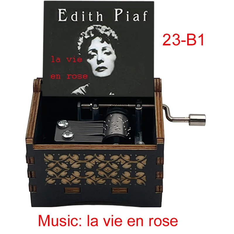 Hand Edith Piaf print France La Vie En Rose Wooden Music Box Musical Theme Song Caixa De Musica Party Casket large stock