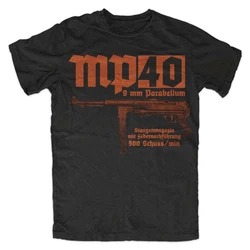 Premium Military - Inspired MP40 Submachine Gun Graphic T - Shirt - Men's O - Neck Short Sleeve - S (Black)