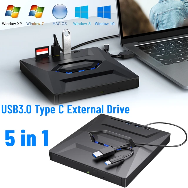 Lecteur DVD externe de type C/USB 3.0, lecteur CD, graveur, lecteurs  optiques pour Windows, Mac OS, Linux, ordinateur de bureau - AliExpress