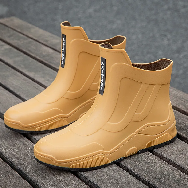 Men's Rain Boots Waterproof Shoes Fishing Husband Galoshes Man Garden Rubber Boot Indoor Kitchen Work Rain Boots Car Wash Boots