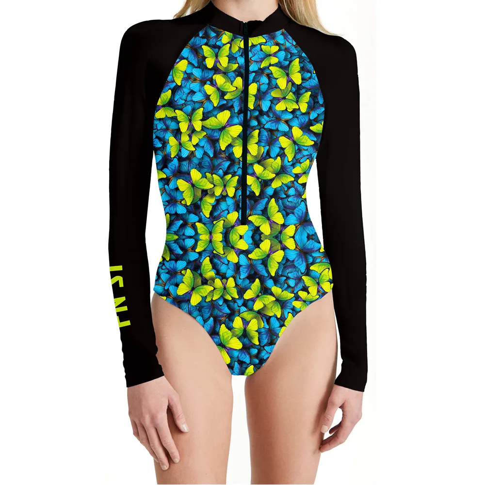 

Women's Long Sleeve Push Up With Chest Pad Surf Swimsuit Beach Sport Bathing Suit Monokini Beach Deck Wear Swimwear 2023