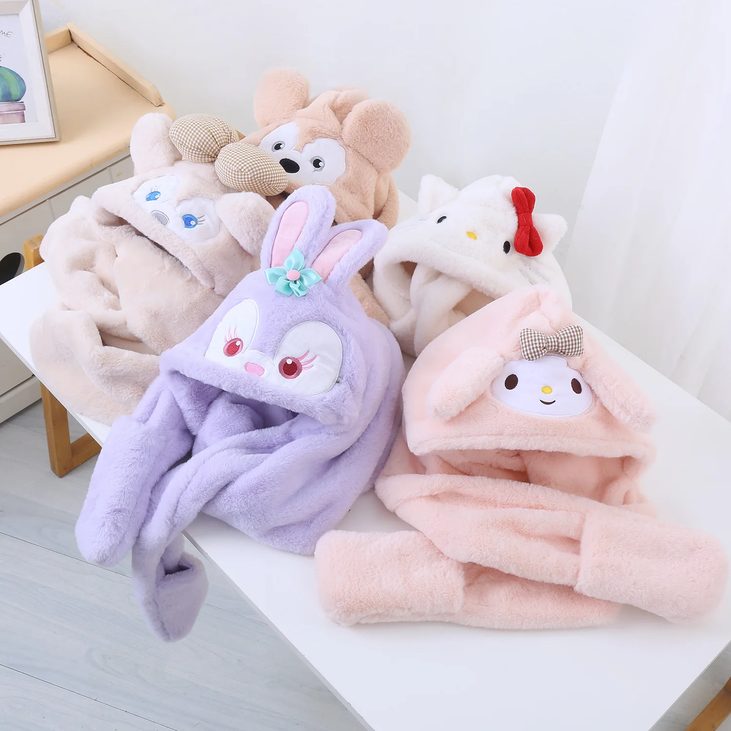 

Sanrio HelloKitty Осень/Зима Новая мультяшная шапка шарф перчатки теплая плюшевая шапка Милая LinaBell для улицы Путешествия Мода все