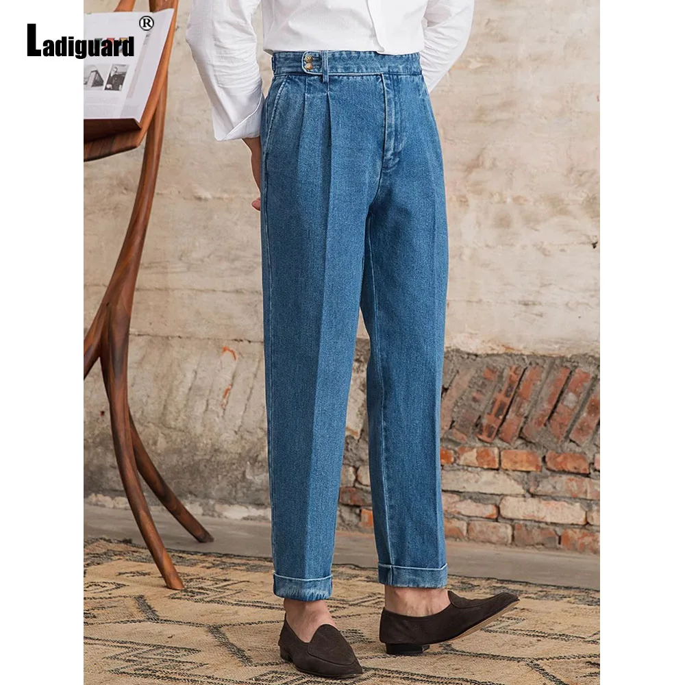 2025 European Fashion Basic Suit Jeans Demin Pants Men's Ankle-Length Trouser Plus Size Mens Casual Stand Pocket Suits Pants New 4