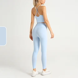 Women's 2-Piece Athletic Yoga Tracksuit - Sports Bra & Leggings Set for Fitness and Gym Workouts (Baby Blue)
