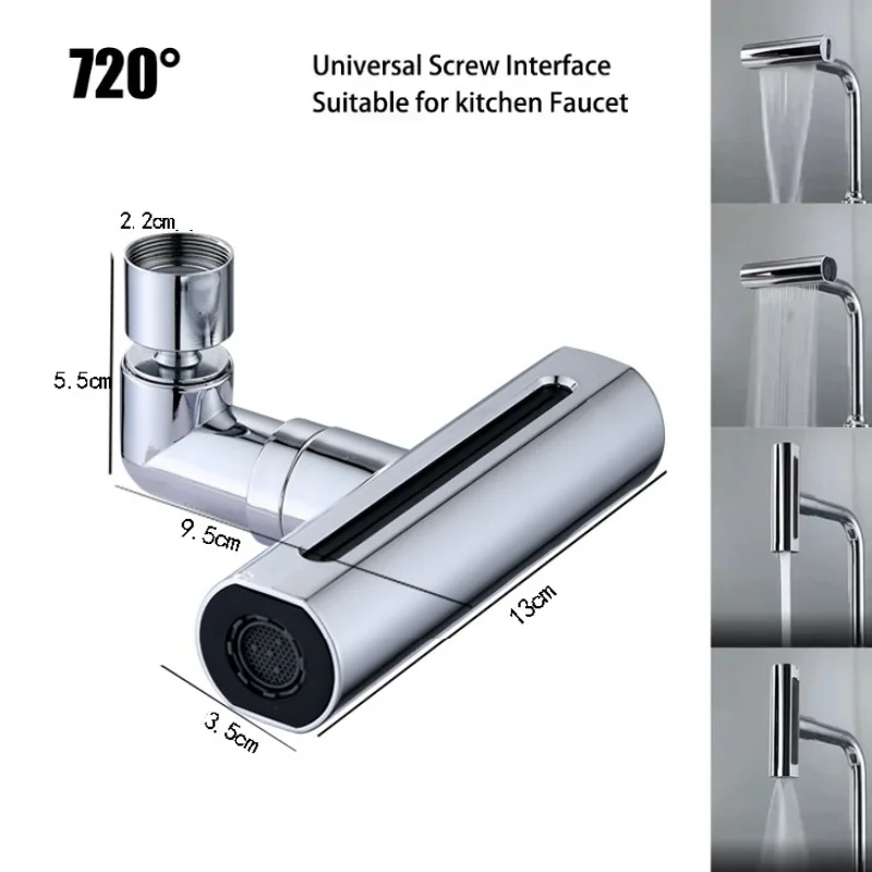 Kitchen Faucet 4 Modes Universal 720&deg; Swivel Spout Sprayer Bathroom Basin Water Tap Extender Rainfall Sink Mixer