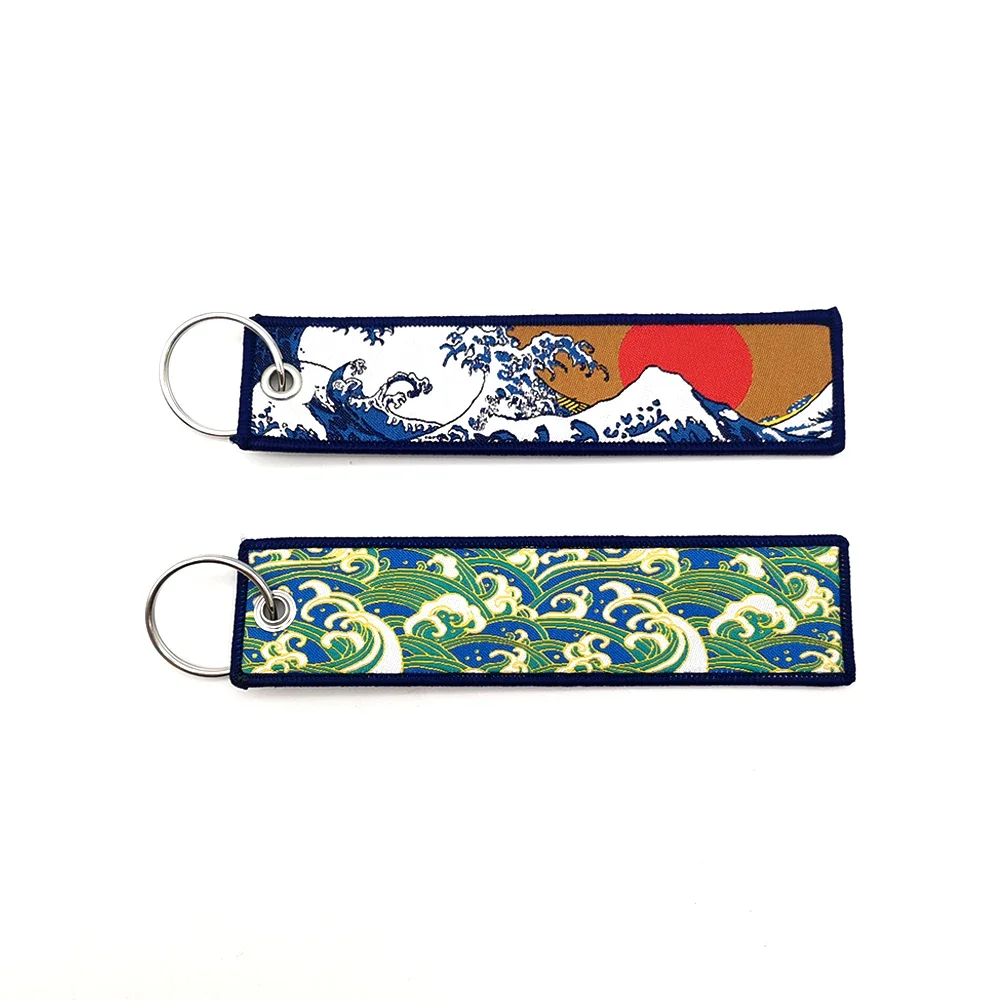 JDM Schlüssel anhänger Hokkaido Wellen Mode-Tags bestickt kurze Stoff-Schlüssel anhänger für See Sonne Honda Toyota Auto-Anhänger – Detail 13