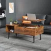 Lift Top Coffee Table for Living Room, Small Rising Wooden Dining Center Table with Storage Shelf, Café Tables 1