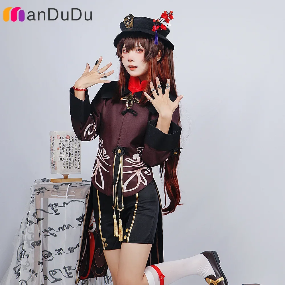 

Game GenshinImpact Hu Tao Cosplay Costume Role Play Comic Con Who TAO Dress Hallowmas Party Wigs Animation Prop