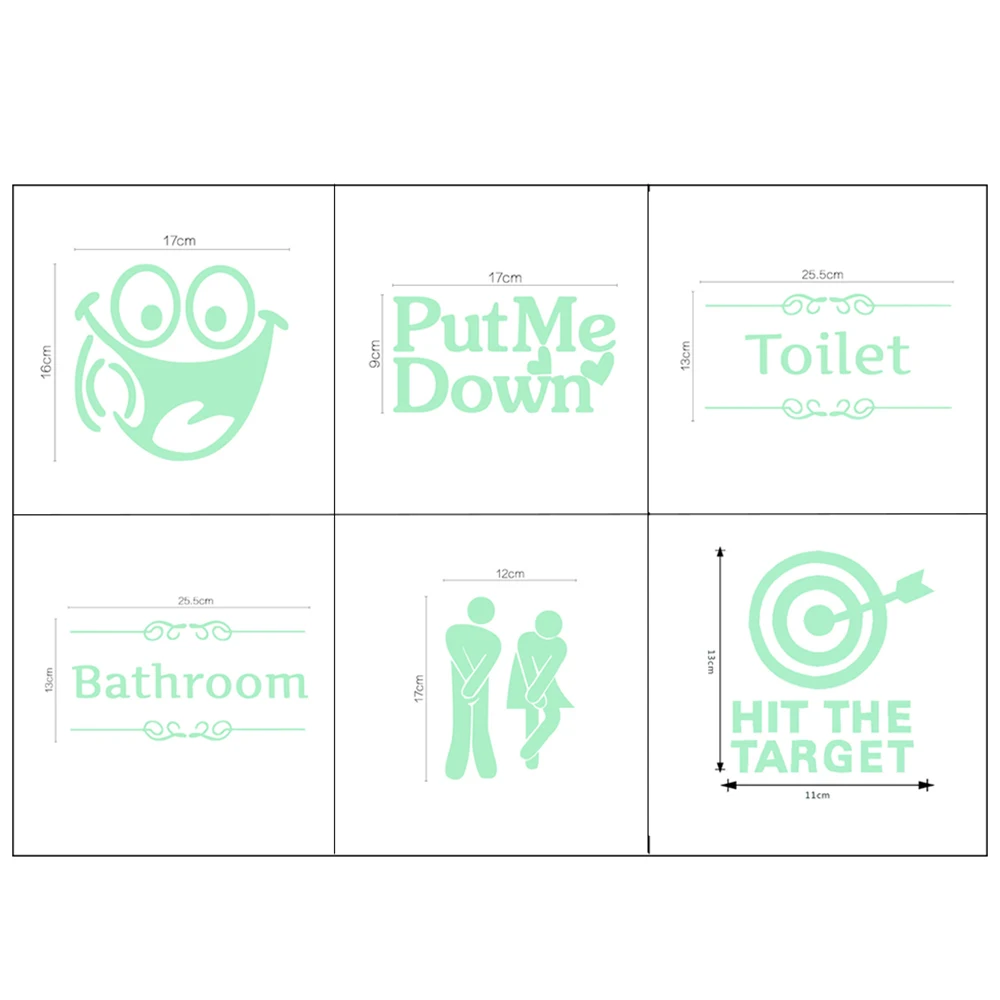 Toilet Wall Stickers Luminous Toilet Wall Sticker Glow in The Dark Bathroom Door Stickers Waterproof WC Indoor Decals for Toilet Bathroom Home Decor