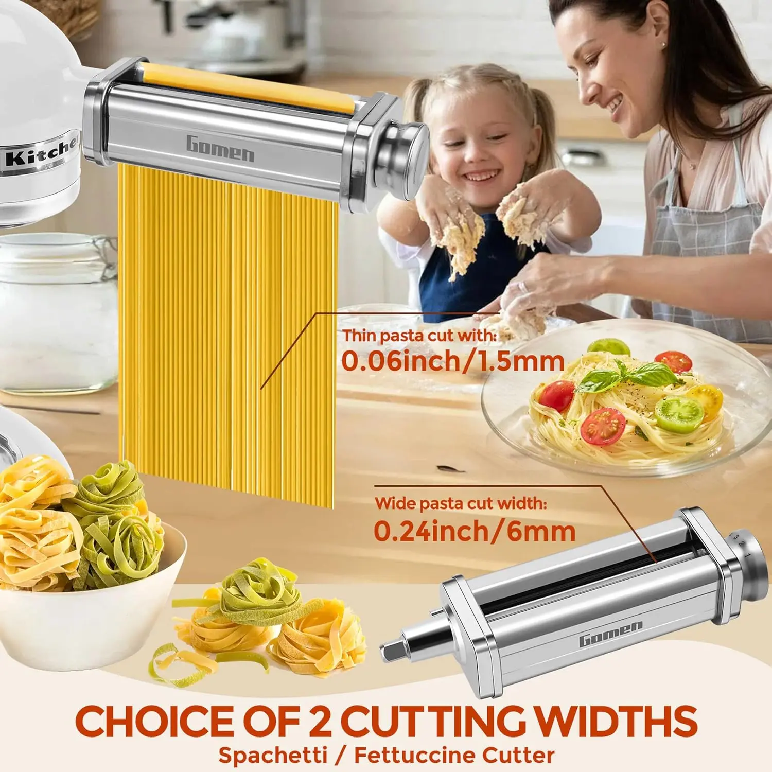 Pasta Attachment for Kitchenaid Stand Mixer,3 Pcs Pasta Maker Kitchen Aid Attachment for kitchenaid pasta maker Included P