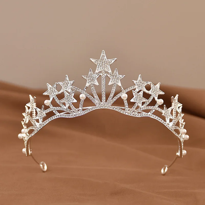 Bride Crown Headdress Wedding Dress Accessories Little Princess Eighteenth Birthday Five-pointed Star Crown Hair Accessories - 3
